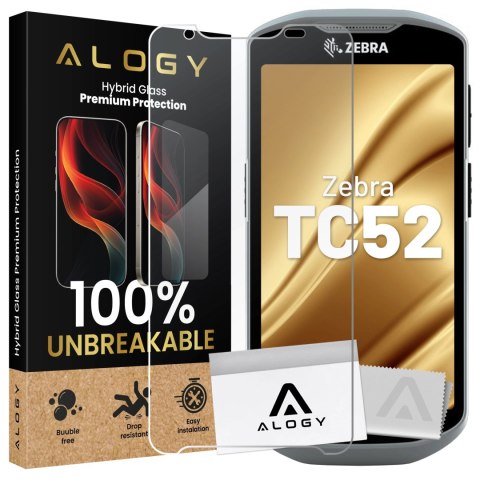 Szkło Hybrydowe „NIETŁUKĄCE" 9H do Zebra TC52, Płaskie na Cały Ekran, Elastyczne i Odporne, Alogy FlexiGlass™ Full - Transparent