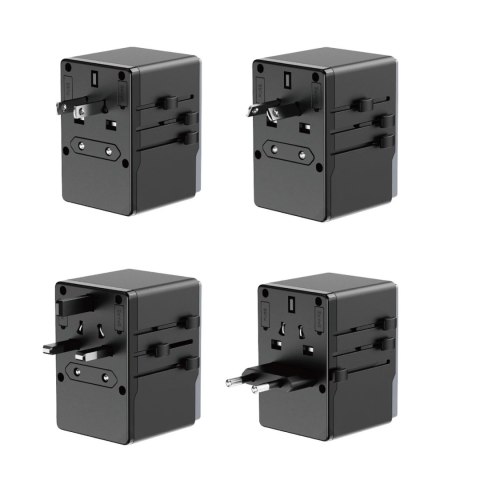 Adapter Podróżny Dudao A65Pro 65W 4xUSB EU US UK AUS JP Czarny