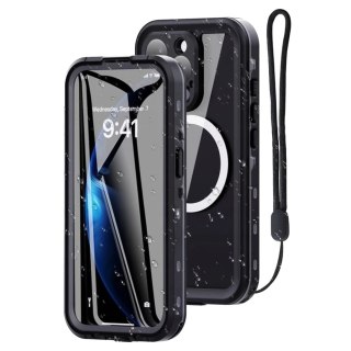 Etui Wodoodporne do Apple iPhone 15 Pro, Pancerna Obudowa 360° z Przezroczystym Tyłem, Kompatybilna z MagSafe, HydroArmor™ IP68 