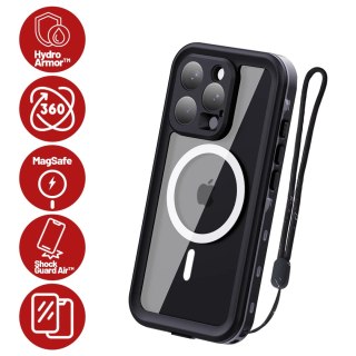 Etui Wodoodporne do Apple iPhone 15 Pro, Pancerna Obudowa 360° z Przezroczystym Tyłem, Kompatybilna z MagSafe, HydroArmor™ IP68 