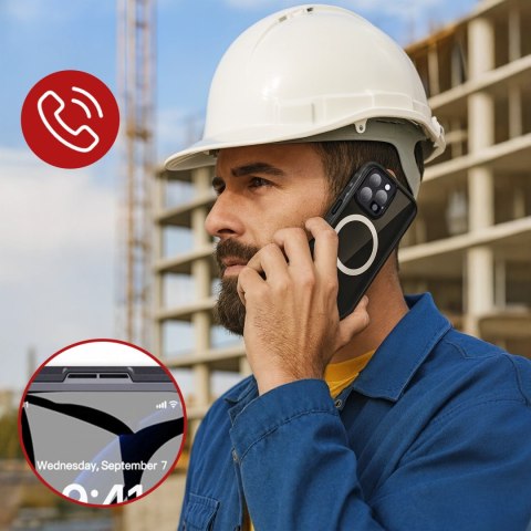 Etui Wodoodporne do Apple iPhone 15 Pro, Pancerna Obudowa 360° z Przezroczystym Tyłem, Kompatybilna z MagSafe, HydroArmor™ IP68 