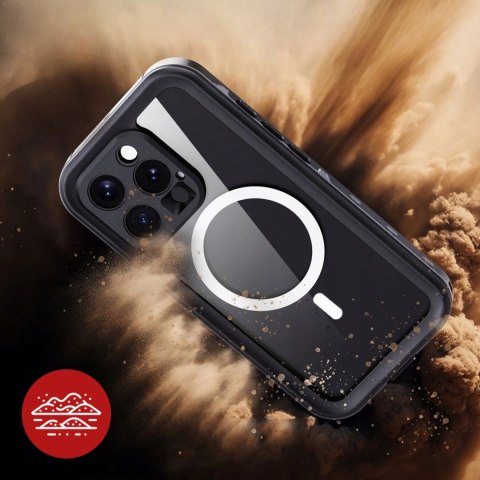 Etui Wodoodporne do Apple iPhone 15 Pro, Pancerna Obudowa 360° z Przezroczystym Tyłem, Kompatybilna z MagSafe, HydroArmor™ IP68 