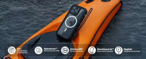 Etui Wodoodporne do Apple iPhone 15 Pro, Pancerna Obudowa 360° z Przezroczystym Tyłem, Kompatybilna z MagSafe, HydroArmor™ IP68 