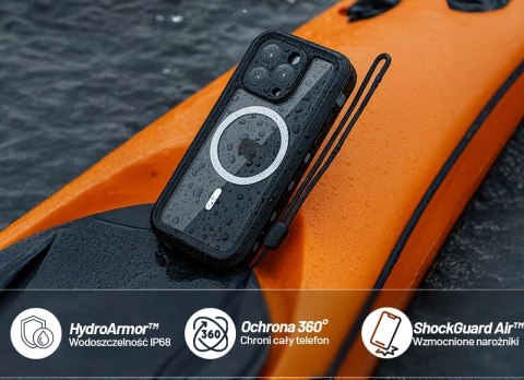 Etui Wodoodporne do Apple iPhone 15 Pro, Pancerna Obudowa 360° z Przezroczystym Tyłem, Kompatybilna z MagSafe, HydroArmor™ IP68 