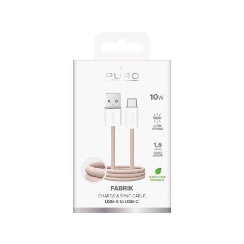 Kabel Puro Fabrik 2.0 USB-A - USB-C 10W 1,5m beżowy w oplocie