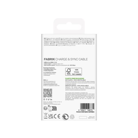 Kabel Puro Fabrik 2.0 USB-A - USB-C 10W 1,5m beżowy w oplocie