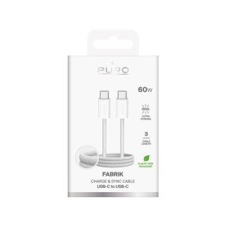 Kabel Puro Fabrik 4 USB-C - USB-C 240W 1m biały w oplocie