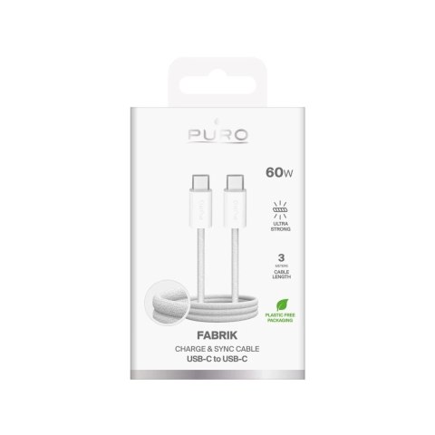 Kabel Puro Fabrik 4 USB-C - USB-C 240W 1m biały w oplocie
