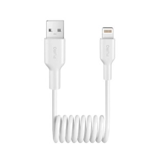 Kabel spiralny Puro USB-A - Lightning 12W 1m biały TPE
