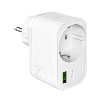 Ładowarka Puro 20W PD USB-C/USB-A + gniazdo Schuko - biała