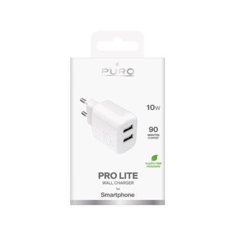 Ładowarka Puro PROLITE 10W 2x USB-A - biała