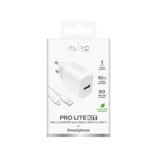 Ładowarka Puro PROLITE 10W USB-A + kabel USB-C 1.2m - biała
