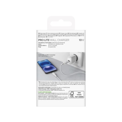 Ładowarka Puro PROLITE 10W USB-A + kabel USB-C 1.2m - biała