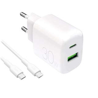 Ładowarka Puro PROLITE 30W USB-A/USB-C + kabel 1.2m - biała