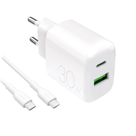 Ładowarka Puro PROLITE 30W USB-A/USB-C + kabel 1.2m - biała