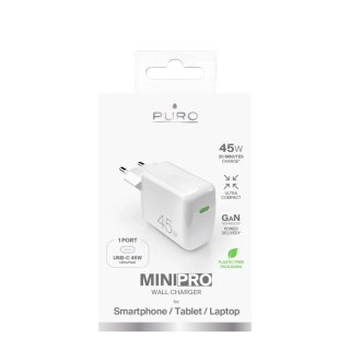 Ładowarka Puro Super Mini 45W PD GaN USB-C - biała