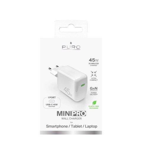 Ładowarka Puro Super Mini 45W PD GaN USB-C - biała
