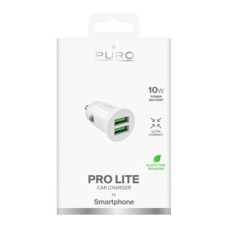Ładowarka samochodowa Puro Pro Lite 10W 2xUSB-A - biała