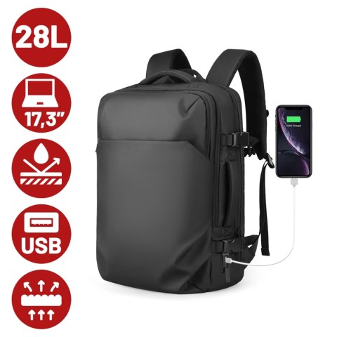 Plecak Podróżny z Przegrodą na Laptopa 17.3" Mark Ryden, Uniwersalny i Wszechstronny, Wodoodporny Bagaż Podręczny do Samolotu z 