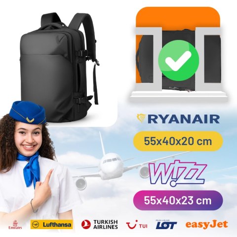 Plecak Podróżny z Przegrodą na Laptopa 17.3" Mark Ryden, Uniwersalny i Wszechstronny, Wodoodporny Bagaż Podręczny do Samolotu z 