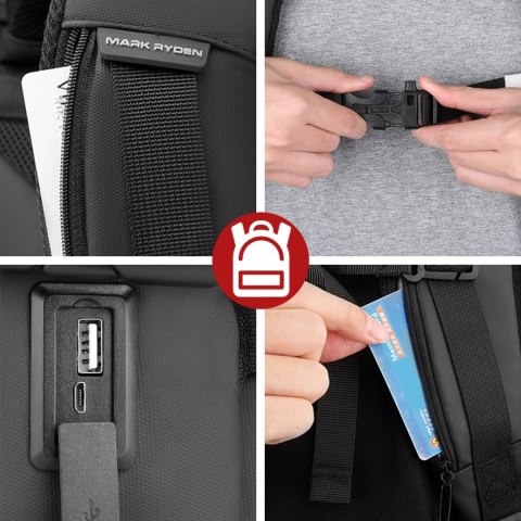 Plecak Podróżny z Przegrodą na Laptopa 17.3" Mark Ryden, Uniwersalny i Wszechstronny, Wodoodporny Bagaż Podręczny do Samolotu z 