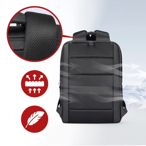 Plecak na Laptopa 15.6" Mark Ryden, Bagaż Podręczny, Bezpłatny, Wodoodporny Biznesowy i Podróżny, Usztywniany, Zamek YKK, Materi