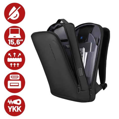 Plecak na Laptopa 15.6" Mark Ryden, Wodoodporny, Lekki i Smukły, Podróżny z Wyjściem USB, Kieszenią na Karty i Zamkiem YKK, Mate