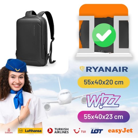 Plecak na Laptopa 15.6" Mark Ryden, Wodoodporny, Lekki i Smukły, Podróżny z Wyjściem USB, Kieszenią na Karty i Zamkiem YKK, Mate