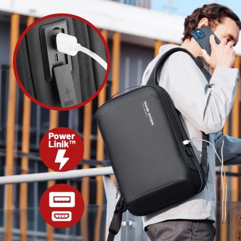 Plecak na Laptopa 15.6" Mark Ryden, Wodoodporny, Lekki i Smukły, Podróżny z Wyjściem USB, Kieszenią na Karty i Zamkiem YKK, Mate