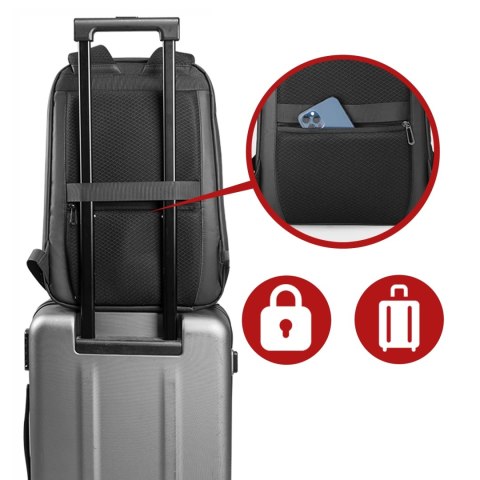 Plecak na Laptopa 15.6" Mark Ryden, Wodoodporny, Lekki i Smukły, Podróżny z Wyjściem USB, Kieszenią na Karty i Zamkiem YKK, Mate