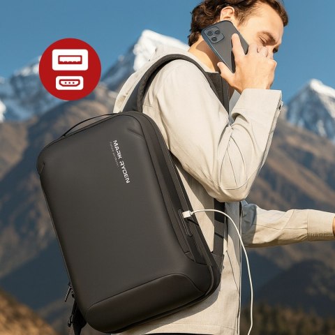 Plecak na Laptopa 15.6" Mark Ryden, Wodoodporny, Lekki i Smukły, Podróżny z Wyjściem USB, Kieszenią na Karty i Zamkiem YKK, Mate