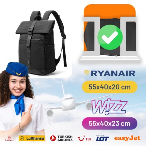 Plecak wodoodporny Bange 21L na laptopy do 15.6" i tablet 12.9" - pojemny, wygodny, oddychający, odporny na zużycie, miejski i p