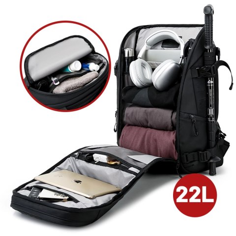 Plecak wodoodporny Bange 22L na laptopy do 15.6" - pojemny i wygodny, odporny i oddychający, miejski i podróżny do pracy i samol