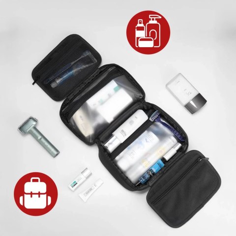 Torba Podróżna Kosmetyczka Mark Ryden Męska i Damska, Pojemna 3.9 l, 4 Przegrody z Haczykiem, Zamek Błyskawiczny YKK, Materiał P