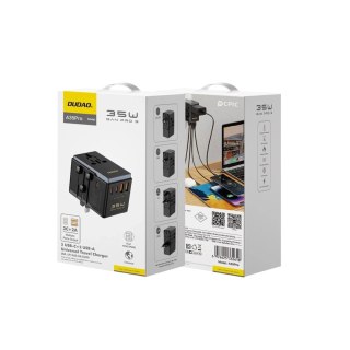Adapter Podróżny Dudao A35Pro 35W 5xUSB EU UK US JP CZARNY