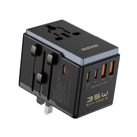 Adapter Podróżny Dudao A35Pro 35W 5xUSB EU UK US JP CZARNY