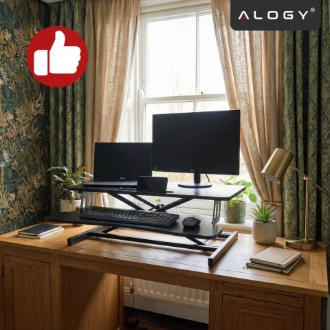 Biurko podstawka do pracy stojącej na biurko z podnoszeniem pneumatycznym 60×80 cm - regulacja wysokości 11-51 cm, dwupoziomowe,