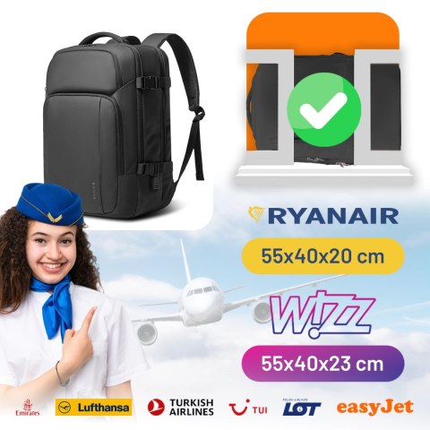 Plecak wodoodporny Bange 23L na laptopy do 17.3" - pojemny i wygodny, port USB do ładowania, miejski i podróżny do pracy i samol