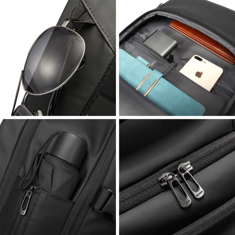 Plecak wodoodporny Bange 23L na laptopy do 17.3" - pojemny i wygodny, port USB do ładowania, miejski i podróżny do pracy i samol