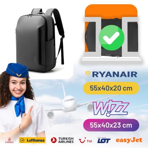 Plecak wodoodporny Bange 26L na laptopy do 15.6" - pojemny i wygodny, odporny i oddychający, miejski i podróżny do pracy i samol