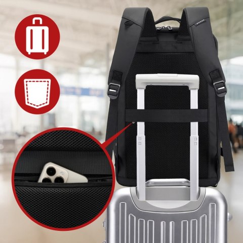 Plecak wodoodporny Bange 28L na laptopy do 17.3" - pojemny i wygodny, miejski i podróżny do pracy i samolotu, z wodoodporną kies