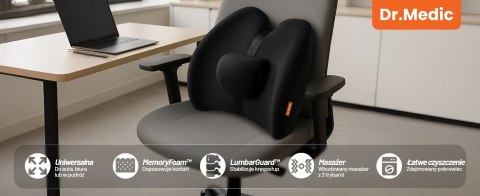 Poduszka samochodowa masująca lędźwiowa - ergonomiczne wsparcie pleców i odcinka lędźwiowego, elektryczny masażer z wibracjami i