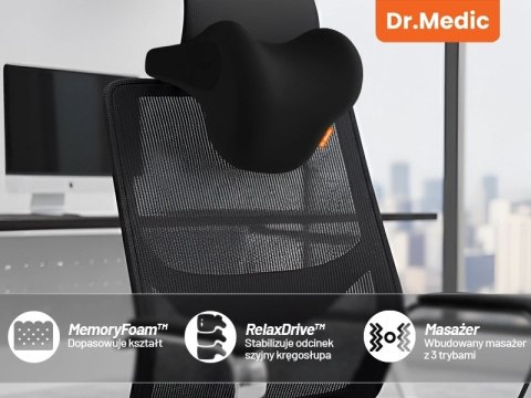 Poduszka samochodowa masująca na zagłówek - ergonomiczne wsparcie głowy, karku i szyi, elektryczny masażer z wibracjami dla kier