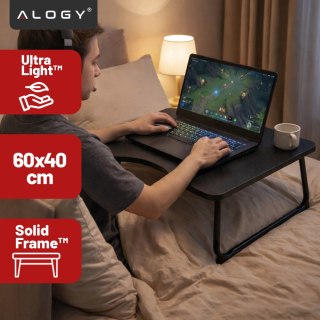 Stolik składany gamingowy 60×40 cm - biurko na laptopa z powierzchnią Carbon, lekki i przenośny, stabilna konstrukcja do domu i 