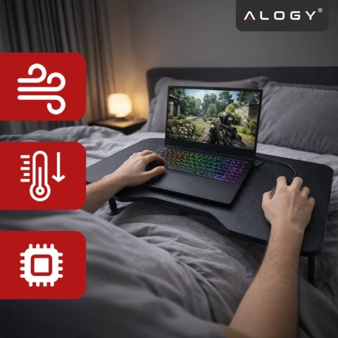 Stolik składany gamingowy 60×40 cm - biurko na laptopa z powierzchnią Carbon, lekki i przenośny, stabilna konstrukcja do domu i 