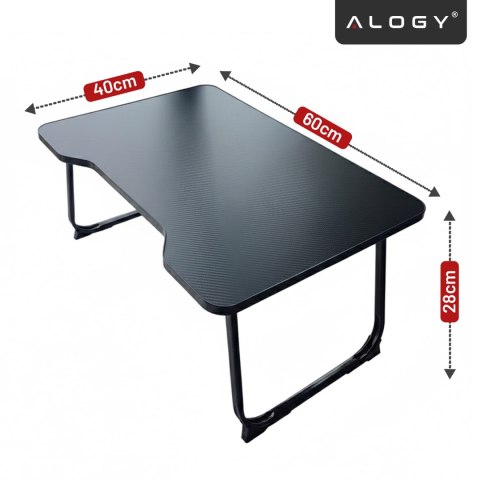 Stolik składany gamingowy 60×40 cm - biurko na laptopa z powierzchnią Carbon, lekki i przenośny, stabilna konstrukcja do domu i 