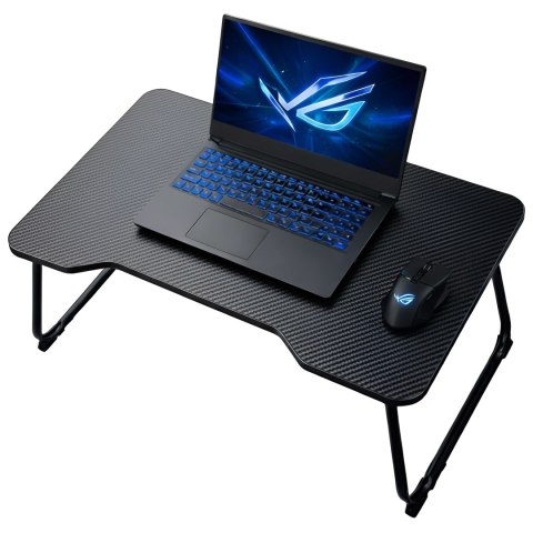 Stolik składany gamingowy 60×40 cm - biurko na laptopa z powierzchnią Carbon, lekki i przenośny, stabilna konstrukcja do domu i 