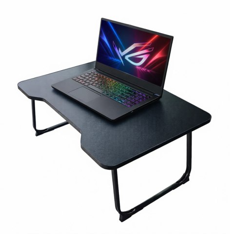 Stolik składany gamingowy 60×40 cm - biurko na laptopa z powierzchnią Carbon, lekki i przenośny, stabilna konstrukcja do domu i 