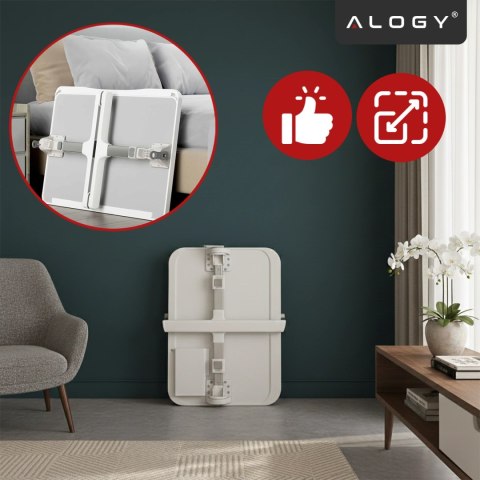 Stolik składany regulowany 60×35 cm - biurko na laptopa z szufladą i portem USB, składane nogi, stabilna konstrukcja do pracy i 