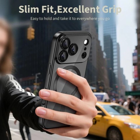 Etui Tech-Protect MagFlex MagSafe do iPhone 17, przezroczysto-czarne